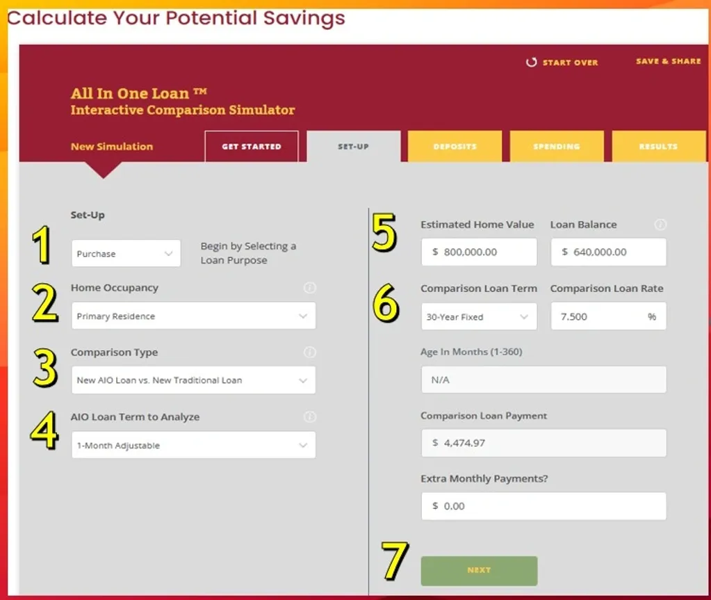 Set-Up Tab tutorial screenshot.