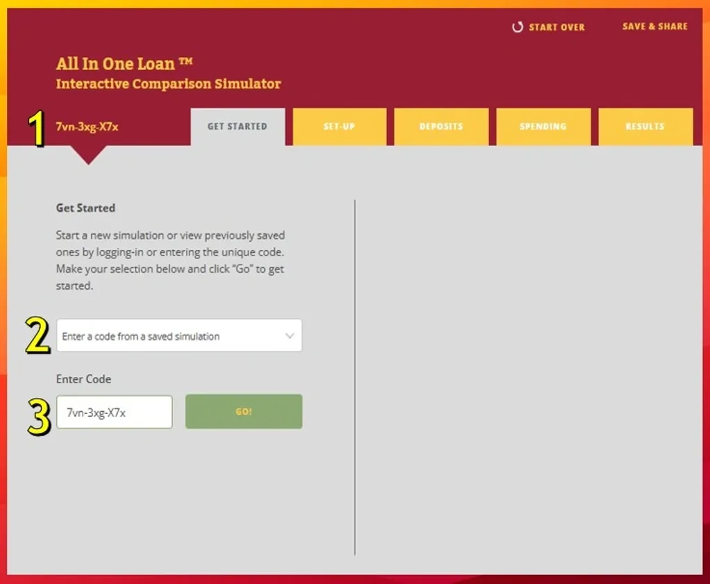 Getting Started Tab to access a previous simulator session tutorial screenshot.